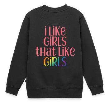 Gay - Jeunes femmes - Gay - Gay Pride - Cadeau - Sweat Premium enfant bio - noir - Dos - AI Model Kid Female (0cm)