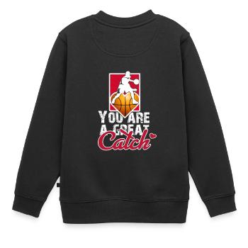 Basketball Valentinstag Großer Fang Geschenk - Kinder Premium Organic Sweatshirt - Schwarz - Hinten - AI Model Kid Female (0cm)