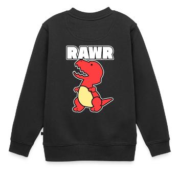Dinosaure Dino Rawr cadeau vintage animal rouge - Sweat Premium enfant bio - noir - Dos - AI Model Kid Female (0cm)
