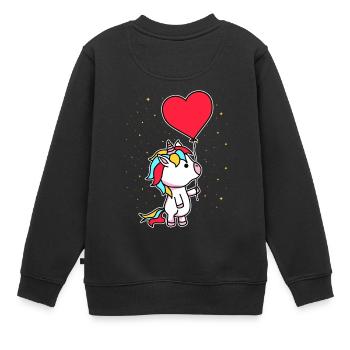 UNICORN AVEC BALLON / Unicorn / CADEAUX - Sweat Premium enfant bio - noir - Dos - AI Model Kid Female (0cm)