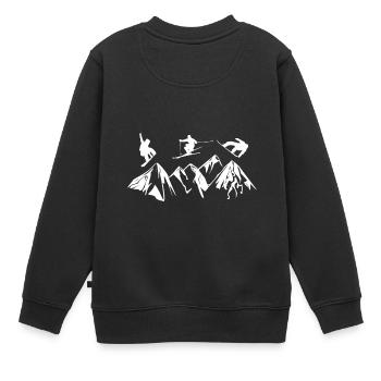 Ski, ski, ski, remontées mécaniques, Skispri - Sweat Premium enfant bio - noir - Dos - AI Model Kid Female (0cm)