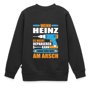 HEINZ Name Geschenk Reparatur reparieren - Kinder Premium Organic Sweatshirt - Schwarz - Hinten - AI Model Kid Female (0cm)