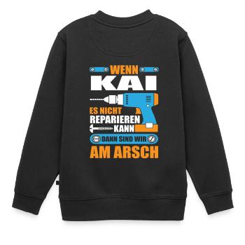 KAI Name Geschenk Reparatur reparieren - Kinder Premium Organic Sweatshirt - Schwarz - Hinten - AI Model Kid Female (0cm)