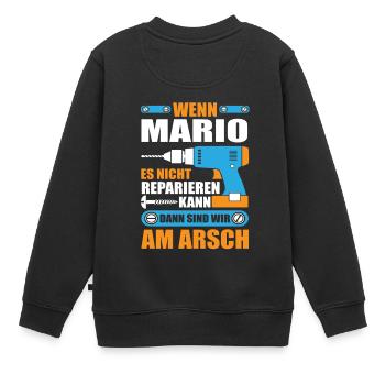MARIO Name Geschenk Reparatur reparieren - Kinder Premium Organic Sweatshirt - Schwarz - Hinten - AI Model Kid Female (0cm)