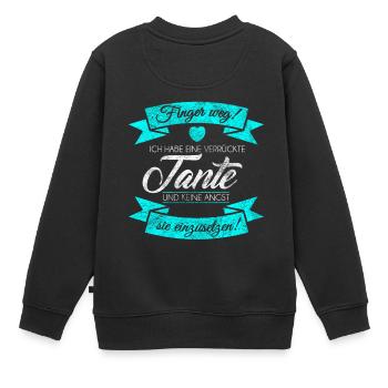 verrückte Tante Geschenk Baby Strample Body - Kinder Premium Organic Sweatshirt - Schwarz - Hinten - AI Model Kid Female (0cm)