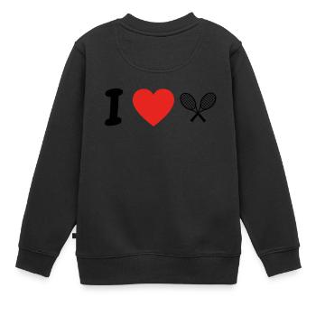 Ich liebe TENNIS png - Kinder Premium Organic Sweatshirt - Schwarz - Hinten - AI Model Kid Female (0cm)