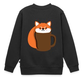 Fuchs - Kaffee - Tase - Comicstyle - Geschenk - Kinder Premium Organic Sweatshirt - Schwarz - Hinten - AI Model Kid Female (0cm)