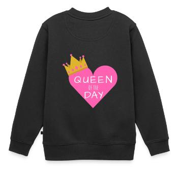 Geburtstagsshirt Queen Of The Day - Kinder Premium Organic Sweatshirt - Schwarz - Hinten - AI Model Kid Female (0cm)