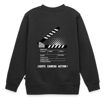 Action Light Camera - Action! - Sweat Premium enfant bio - noir - Dos - AI Model Kid Female (0cm)