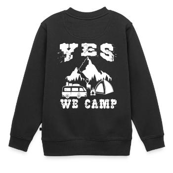 Ja, wir können ähhh campen! Yes we camp - Kinder Premium Organic Sweatshirt - Schwarz - Hinten - AI Model Kid Female (0cm)