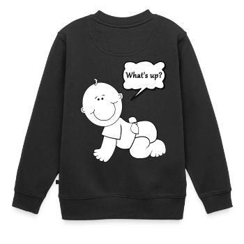 Baby What's Up? Shirts and more ⓝDesigned by NaKos - Kinder Premium Organic Sweatshirt - Schwarz - Hinten - AI Model Kid Female (0cm)