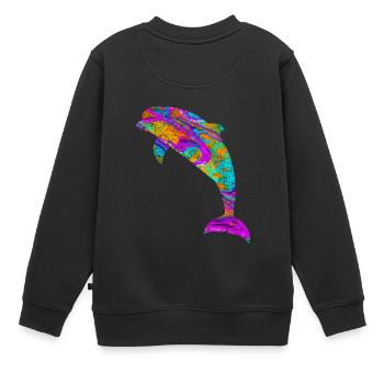 poisson mammifère aquatique cadeau Dolphin - Sweat Premium enfant bio - noir - Dos - AI Model Kid Female (0cm)