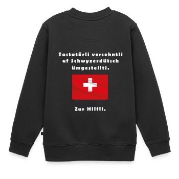 Schweizerdeutsch - Kinder Premium Organic Sweatshirt - Schwarz - Hinten - AI Model Kid Female (0cm)