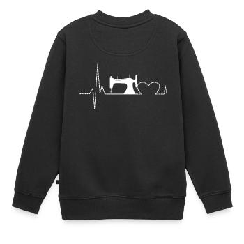 Sticken - Stickerei - Handarbeit - Herzschlag - Kinder Premium Organic Sweatshirt - Schwarz - Hinten - AI Model Kid Female (0cm)