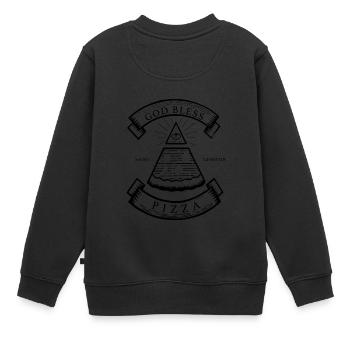 Que Dieu bénisse la pizza - Sweat Premium enfant bio - noir - Dos - AI Model Kid Female (0cm)