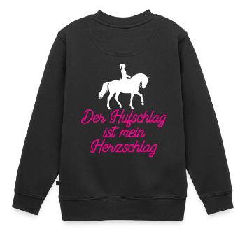 Hoof beat is my heartbeat - horse shirt - Kids Premium Organic Sweatshirt - black - Back - AI Model Kid Female (0cm)