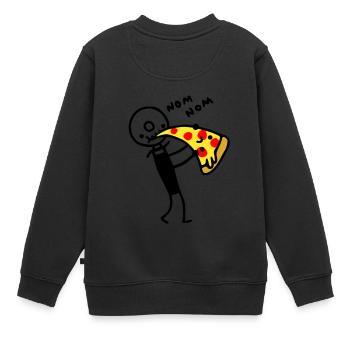 Pizzaschneider isst Pizza - Kinder Premium Organic Sweatshirt - Schwarz - Hinten - AI Model Kid Female (0cm)