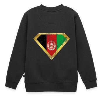 Superhero held herkunft flagge Afghanistan png - Kinder Premium Organic Sweatshirt - Schwarz - Hinten - AI Model Kid Female (0cm)