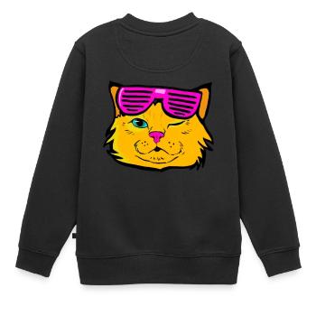 Chat chaton kitty pop art coloré drôle lunettes - Sweat Premium enfant bio - noir - Dos - AI Model Kid Female (0cm)