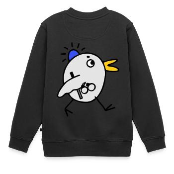 Blaulicht Handschellen Vogel Polizei - Kinder Premium Organic Sweatshirt - Schwarz - Hinten - AI Model Kid Female (0cm)