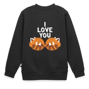 Roter Panda - Liebe - Paar - Partner - Geschenk - Kinder Premium Organic Sweatshirt - Schwarz - Hinten - AI Model Kid Female (0cm)