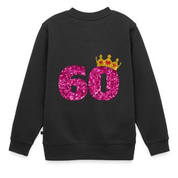Couronne de paillettes anniversaire 60 ans paillettes 1960 - Sweat Premium enfant bio - noir - Dos - AI Model Kid Female (0cm)