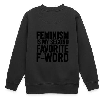 Feminismus ist mein zweites Schwarz - Kinder Premium Organic Sweatshirt - Schwarz - Hinten - AI Model Kid Female (0cm)