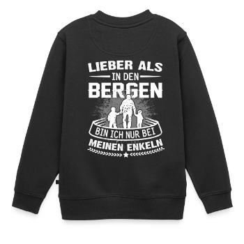 Berge Shirt · Berg · Wandern · Großeltern Oma Opa - Kinder Premium Organic Sweatshirt - Schwarz - Hinten - AI Model Kid Female (0cm)