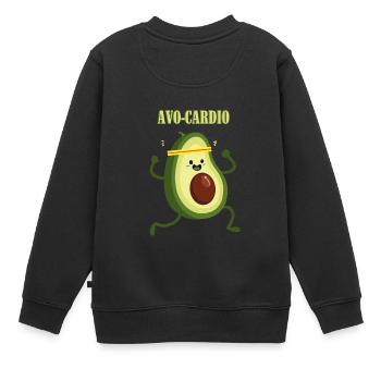 Avocado - Avo-Cardio - Vegan - Gesundes Essen - Kinder Premium Organic Sweatshirt - Schwarz - Hinten - AI Model Kid Female (0cm)