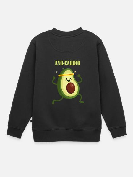 Avocado - Avo-Cardio - Vegan - Gesundes Essen - Kinder Premium Organic Sweatshirt - Schwarz
