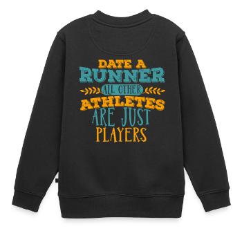 Je date le T-shirt du coureur - Sweat Premium enfant bio - noir - Dos - AI Model Kid Female (0cm)