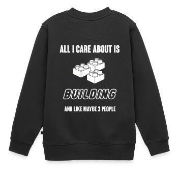 Building Block - Building Blocks - Building - Gift - Kids Premium Organic Sweatshirt - black - Back - AI Model Kid Female (0cm)