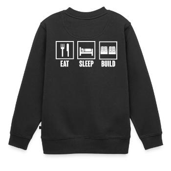 Eating - sleeping - building - building block - gift - Kids Premium Organic Sweatshirt - black - Back - AI Model Kid Female (0cm)