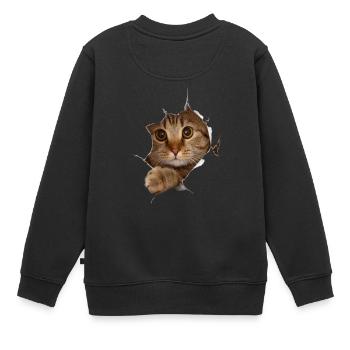 Chat 3D chaton doux - cadeau - Sweat Premium enfant bio - noir - Dos - AI Model Kid Female (0cm)