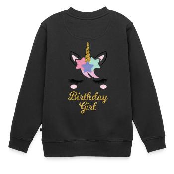 unicorn einhorn glitzer Geburtstag birth geschenk - Kinder Premium Organic Sweatshirt - Schwarz - Hinten - AI Model Kid Female (0cm)
