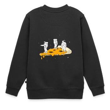 Space Pizza - Kinder Premium Organic Sweatshirt - Schwarz - Hinten - AI Model Kid Female (0cm)
