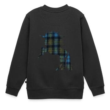T-shirt tartan pour la fière licorne écossaise - Sweat Premium enfant bio - noir - Dos - AI Model Kid Female (0cm)