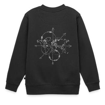 Himmelsrichtungen Landkarte Weltkarte Kompass - Kinder Premium Organic Sweatshirt - Schwarz - Hinten - AI Model Kid Female (0cm)