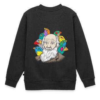 Charles Darwin Portrait Geschenk Evolution - Kinder Premium Organic Sweatshirt - Schwarz - Hinten - AI Model Kid Female (0cm)