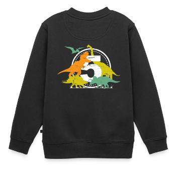 5. Geburtstag - Dinosaurier Dino Geschenk - Kinder Premium Organic Sweatshirt - Schwarz - Hinten - AI Model Kid Female (0cm)