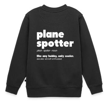 Plane Spotting Définition Spotter Plane Photo - Sweat Premium enfant bio - noir - Dos - AI Model Kid Female (0cm)