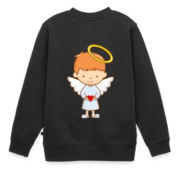 Ange gardien doux - Sweat Premium enfant bio - noir - Dos - AI Model Kid Female (0cm)