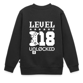 Level 18 Unlocked - video gamer birthday - Kinder Premium Organic Sweatshirt - Schwarz - Hinten - AI Model Kid Female (0cm)
