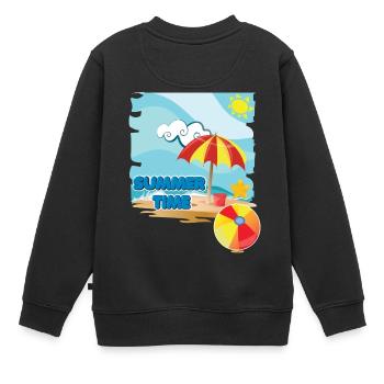 L'heure d'été sur la plage avec un parasol en vacances - Sweat Premium enfant bio - noir - Dos - AI Model Kid Female (0cm)