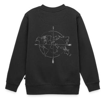 Himmelsrichtungen Landkarte Weltkarte Kompass - Kinder Premium Organic Sweatshirt - Schwarz - Hinten - AI Model Kid Female (0cm)