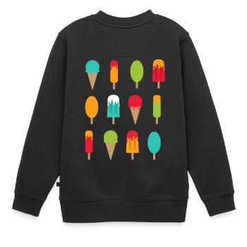Eis, Eis und nochmehr Eis | Sommer Shirt - Kinder Premium Organic Sweatshirt - Schwarz - Hinten - AI Model Kid Female (0cm)
