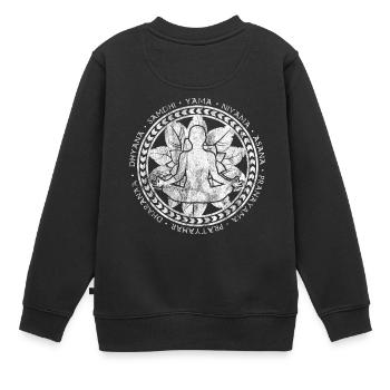 Yoga Lebensblume Schneidersitz Spiritualität shirt - Kinder Premium Organic Sweatshirt - Schwarz - Hinten - AI Model Kid Female (0cm)