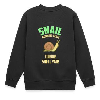 Snail Running Team - Schnecke - Geschenk - Kinder Premium Organic Sweatshirt - Schwarz - Hinten - AI Model Kid Female (0cm)