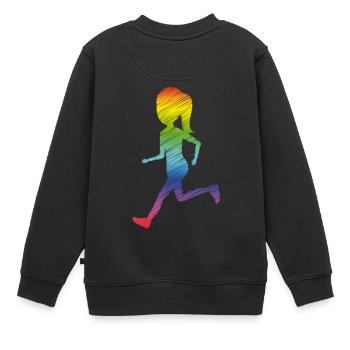 Regenbogen Laufshirt - Schwul Lesbisch - Kinder Premium Organic Sweatshirt - Schwarz - Hinten - AI Model Kid Female (0cm)