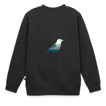 Oiseau animal nuages ciel voler - Sweat Premium enfant bio - noir - Dos - AI Model Kid Female (0cm)